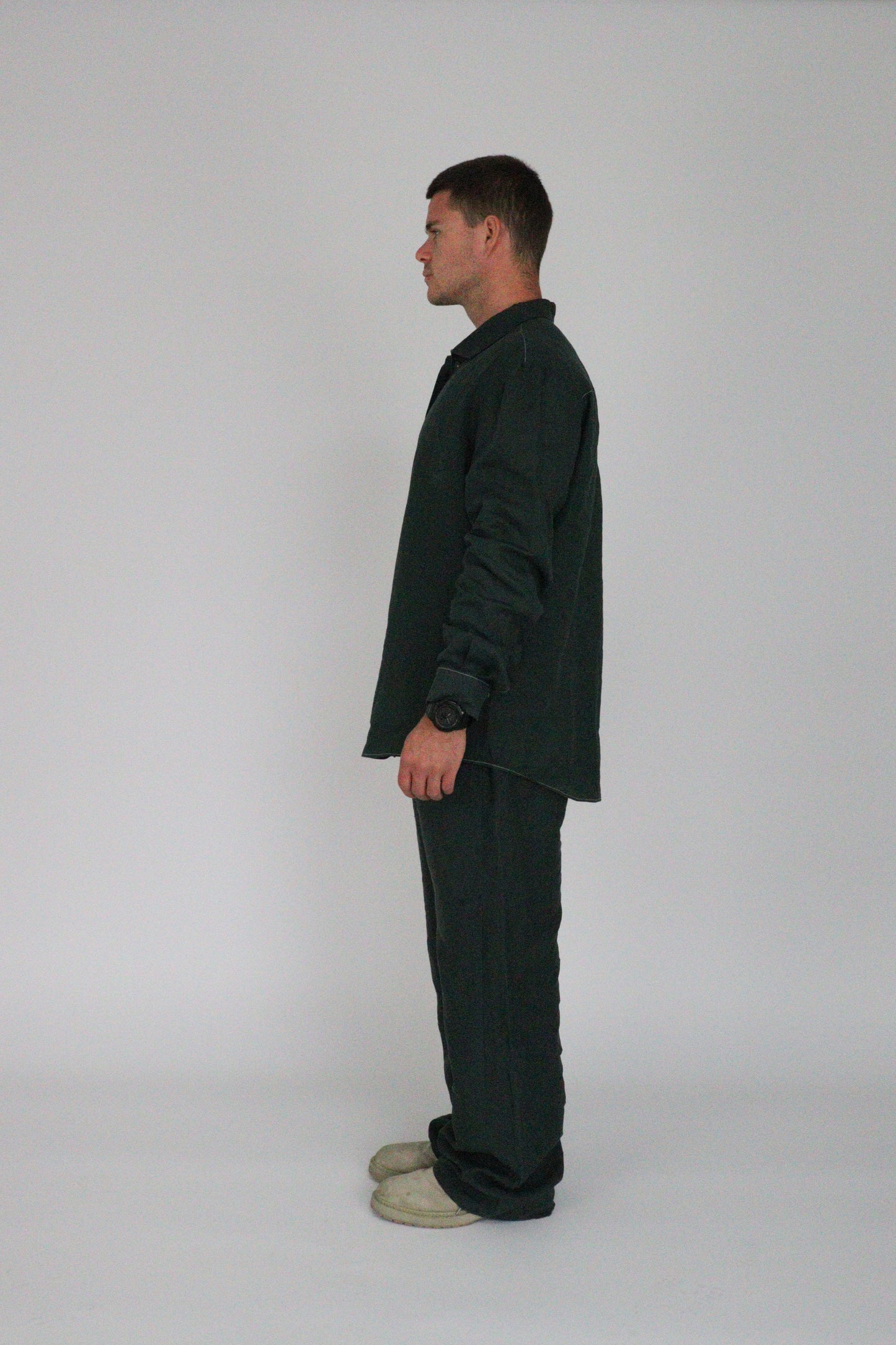 Handmade | Forest Green 100% French Linen Shirt