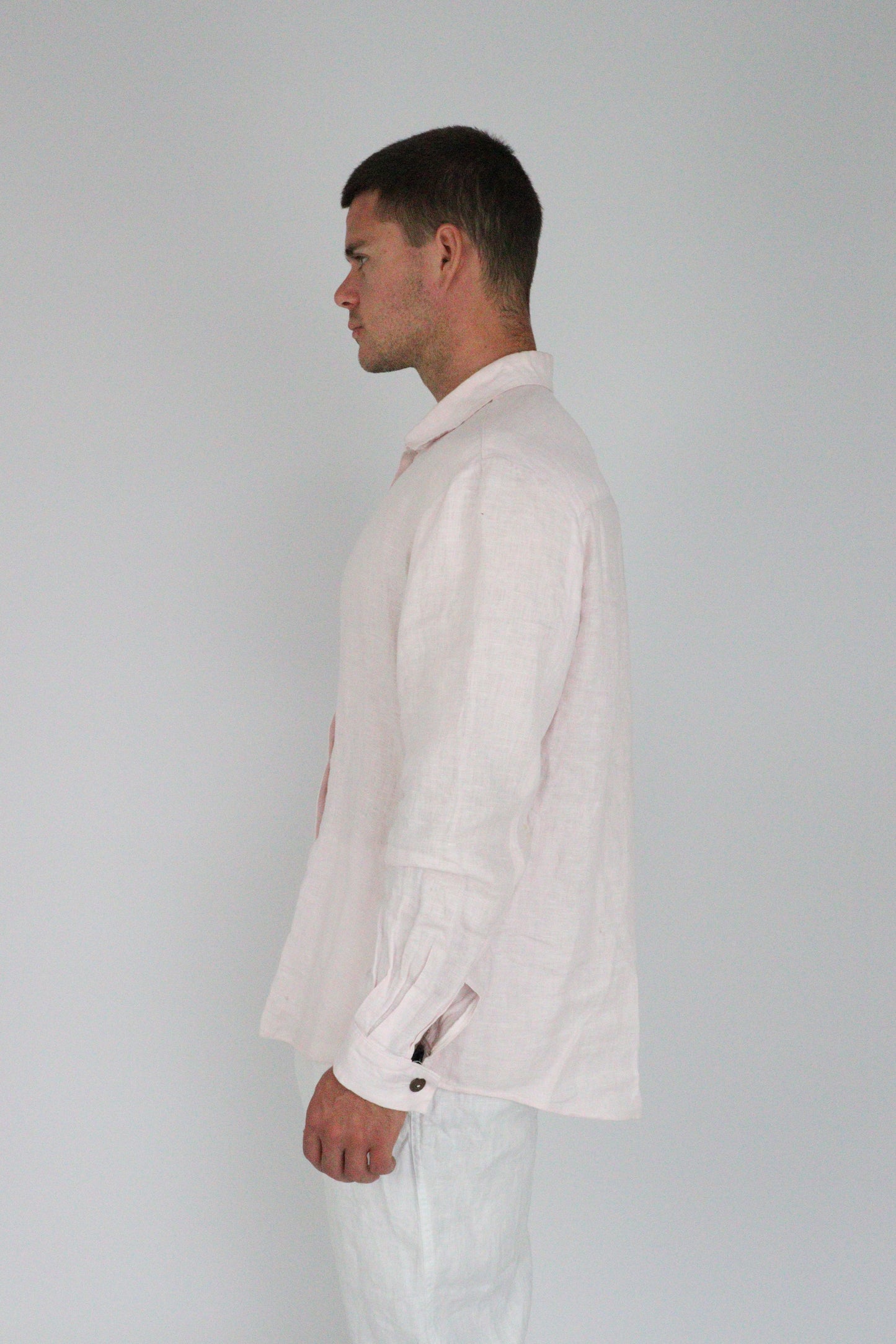 Handmade | Baby Pink 100% French Linen Shirt