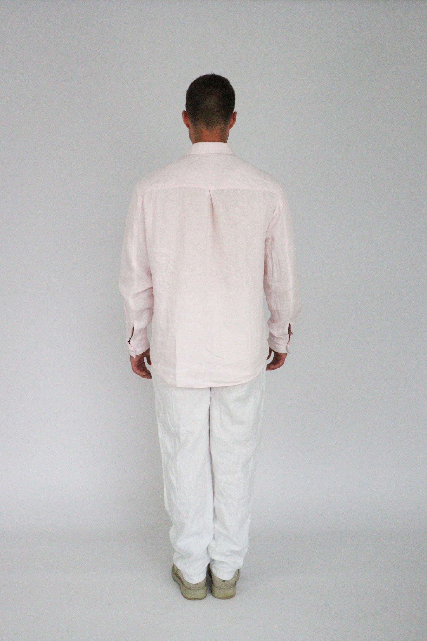 Handmade | Baby Pink 100% French Linen Shirt