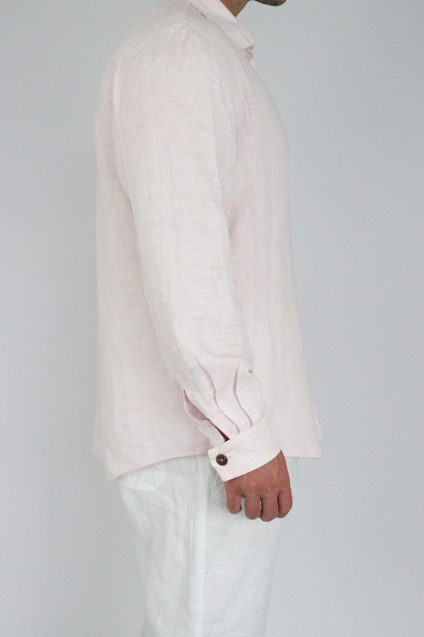 Handmade | Baby Pink 100% French Linen Shirt