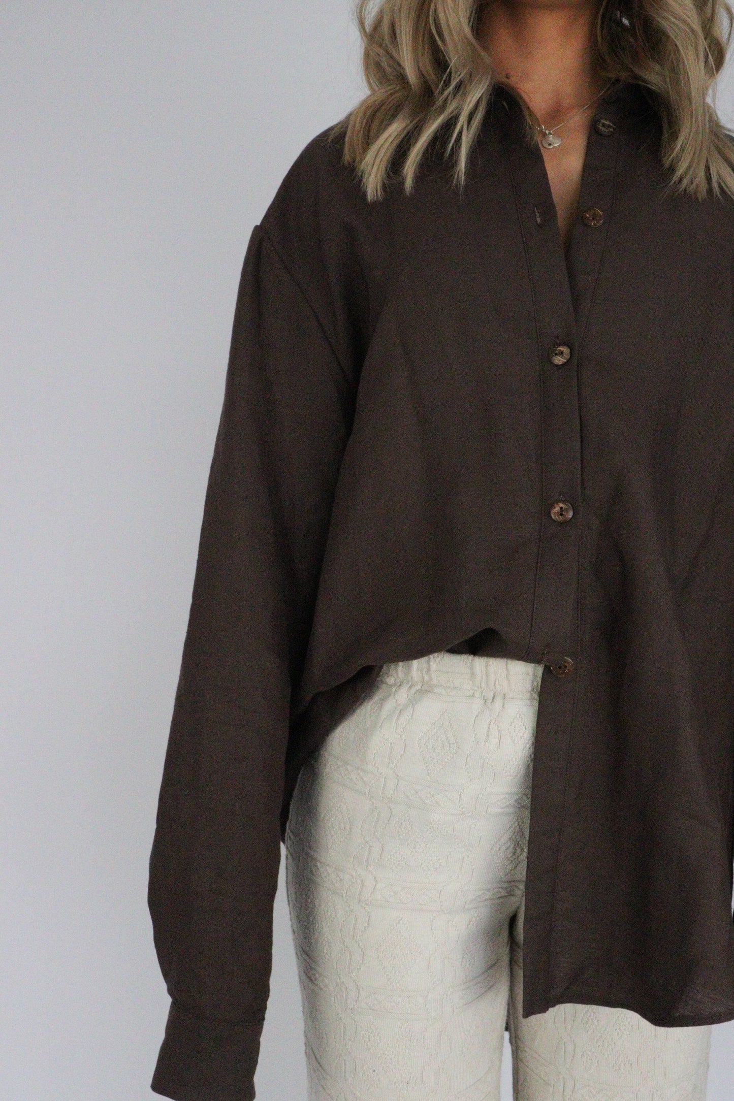 Handmade | Mocha 100% French Linen Shirt