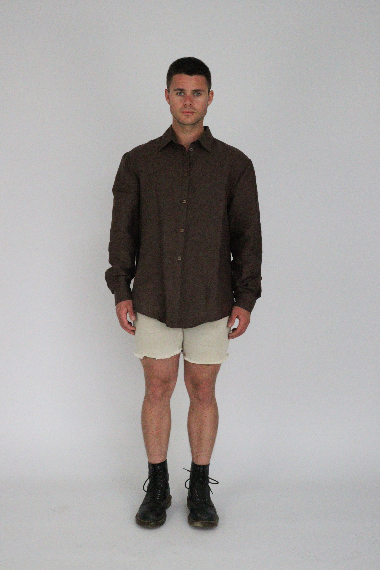 Handmade | Mocha 100% French Linen Shirt