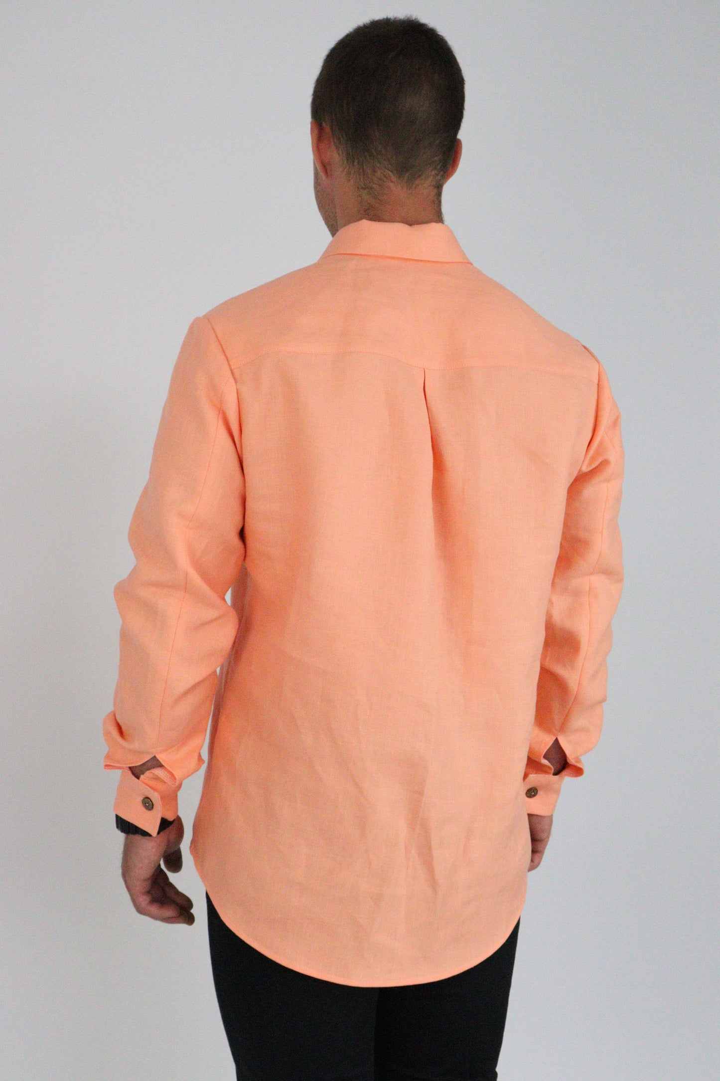 Handmade | Coral 100% French Linen Shirt