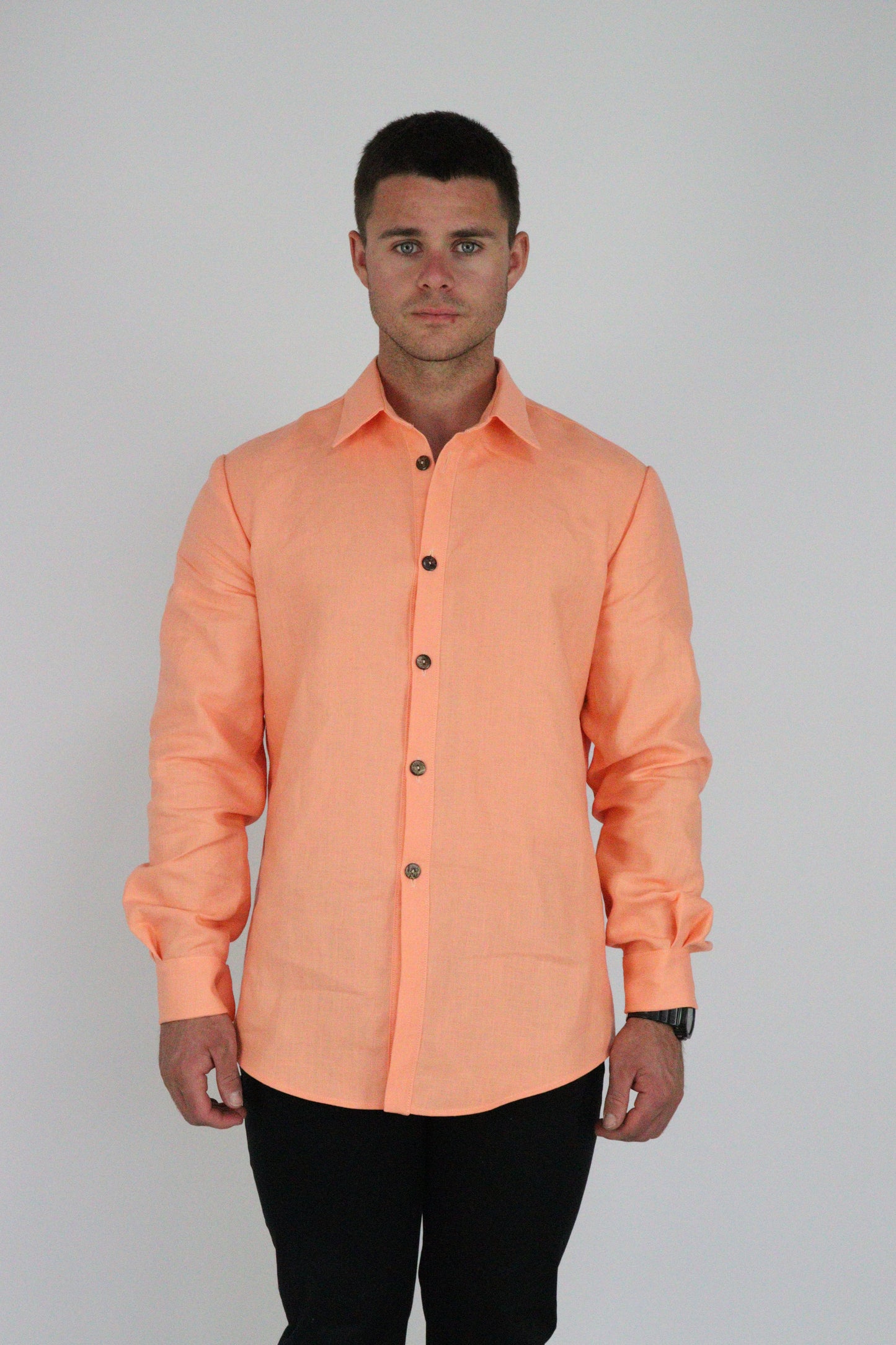 Handmade | Coral 100% French Linen Shirt