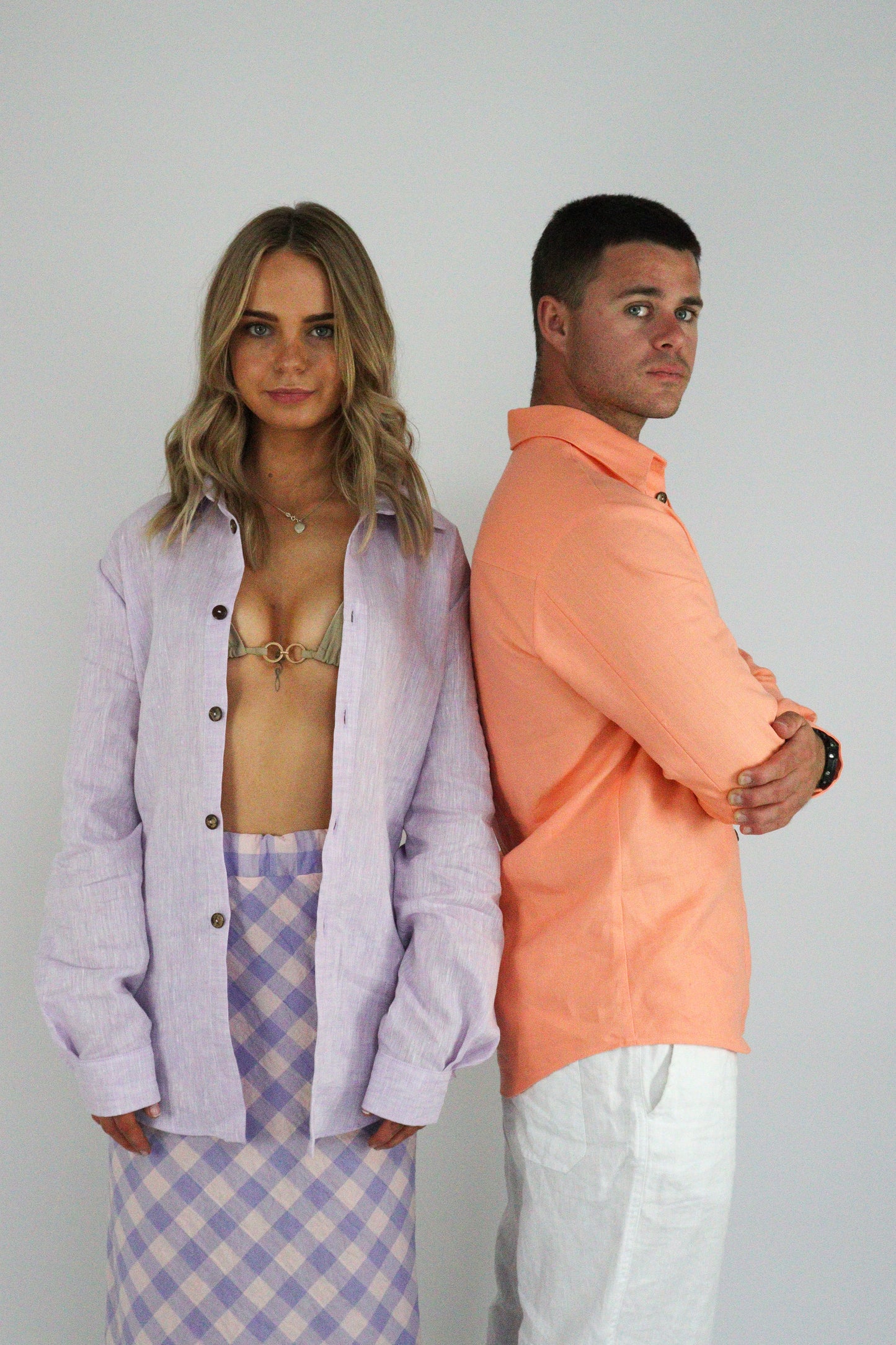 Handmade | Coral 100% French Linen Shirt