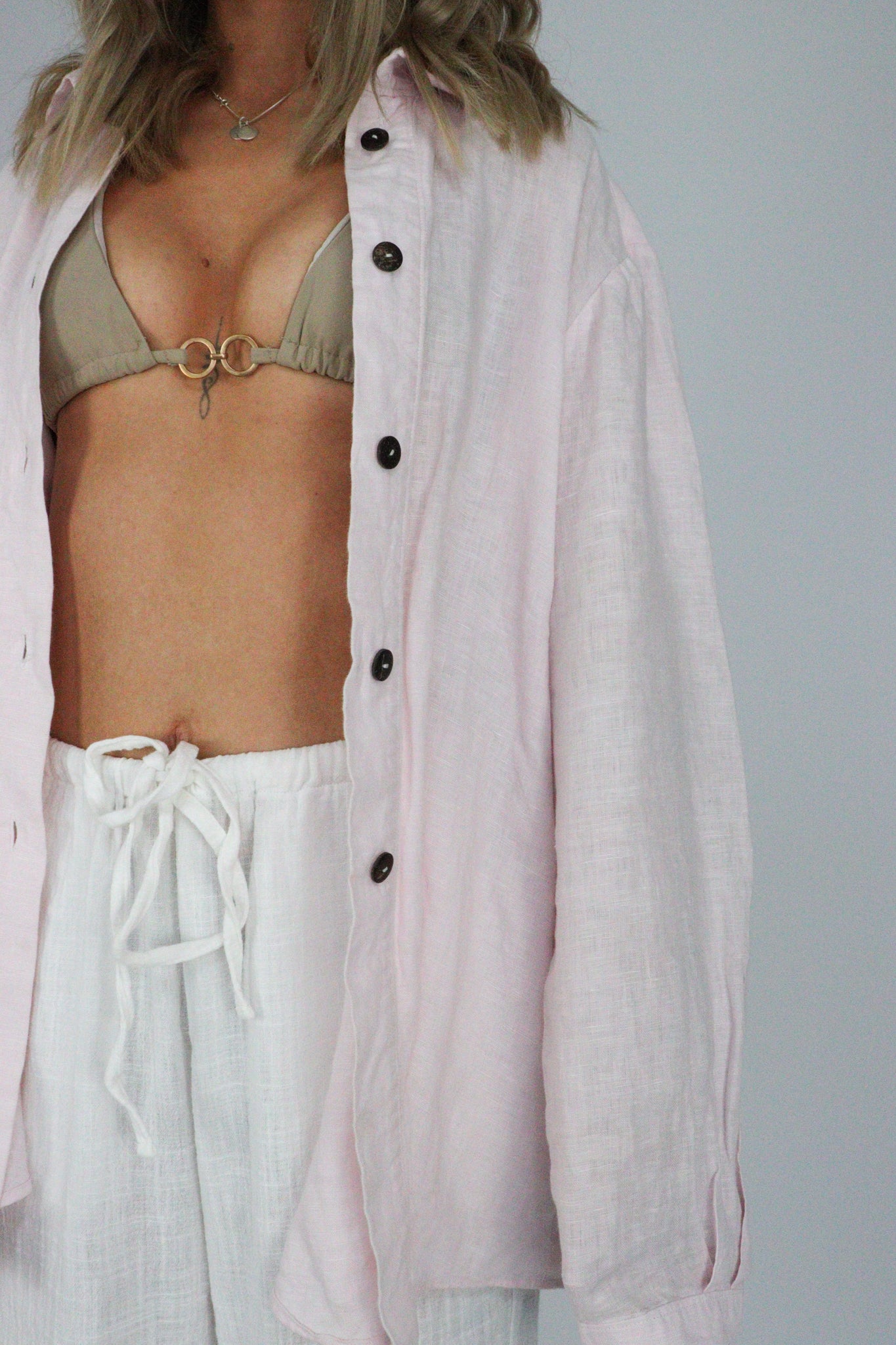 Handmade | Baby Pink 100% French Linen Shirt
